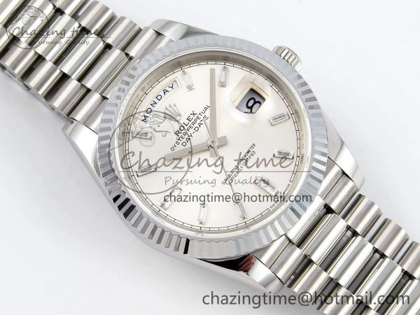 DayDate 40 SS JDF 904L Steel Silver Crystal Dial on President Bracelet VR3255 V3 (Gain Weight) Durable 1431