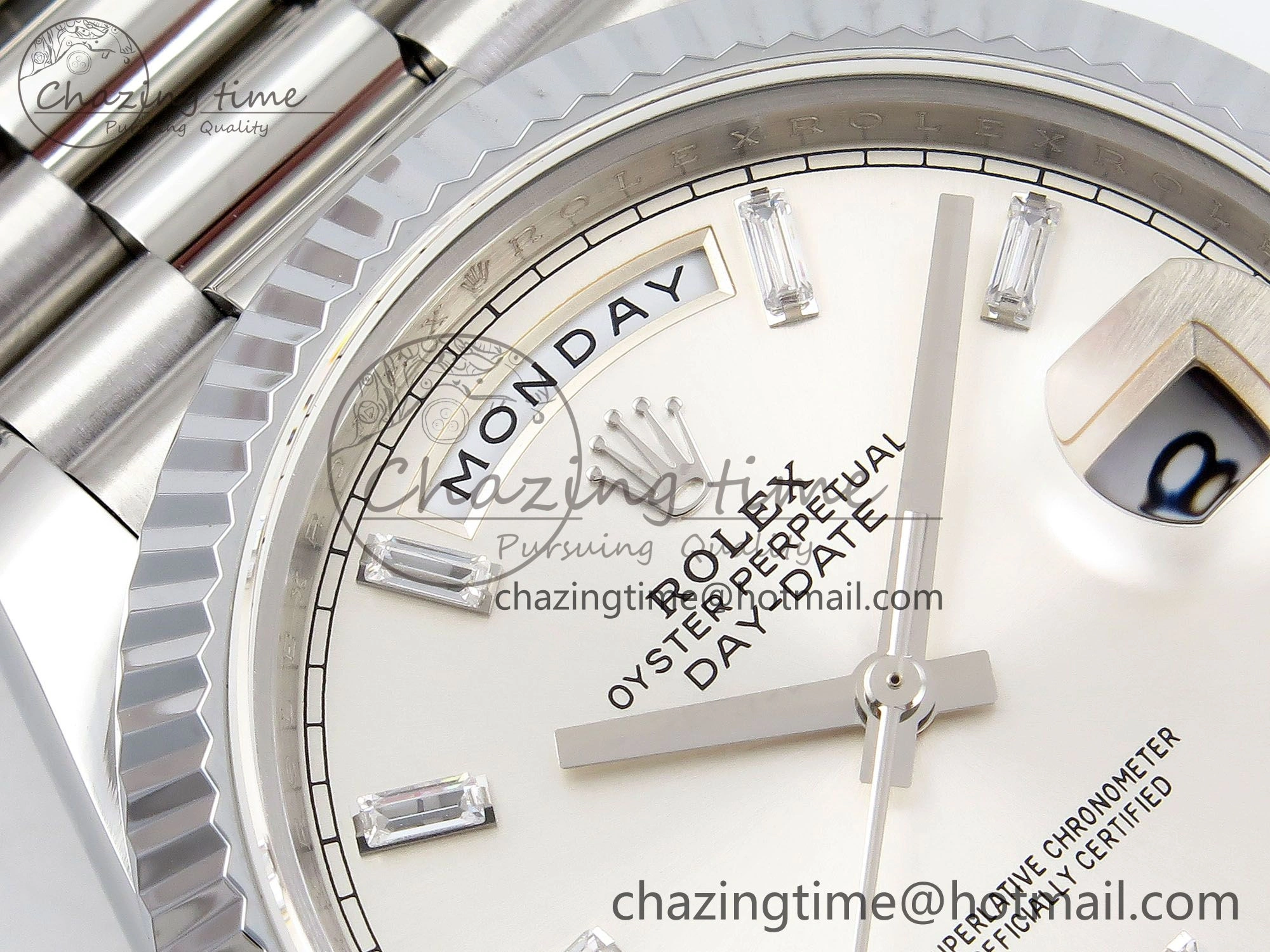 DayDate 40 SS JDF 904L Steel Silver Crystal Dial on President Bracelet VR3255 V3 (Gain Weight) Durable 1431