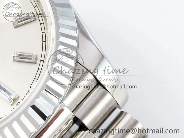 DayDate 40 SS JDF 904L Steel Silver Crystal Dial on President Bracelet VR3255 V3 (Gain Weight) Durable 1431