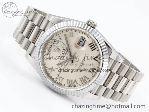 DayDate 40 SS JDF 904L Steel Silver Roman Dial on President Bracelet VR3255 V3 (Gain Weight) Affordable 1439
