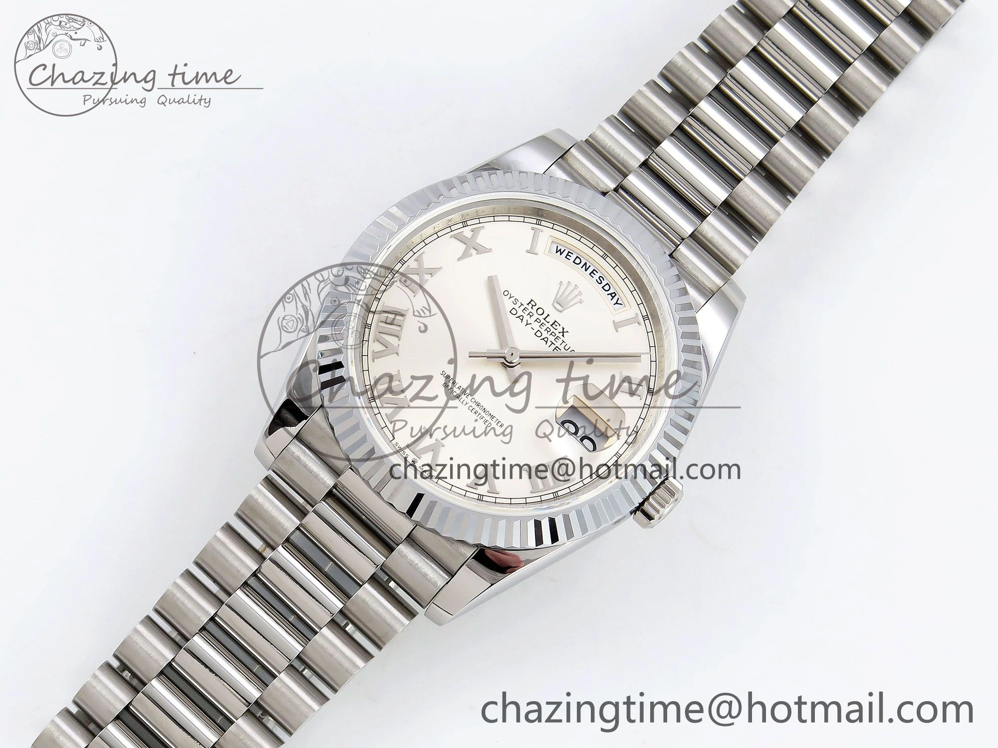 DayDate 40 SS JDF 904L Steel Silver Roman Dial on President Bracelet VR3255 V3 (Gain Weight) Affordable 1439