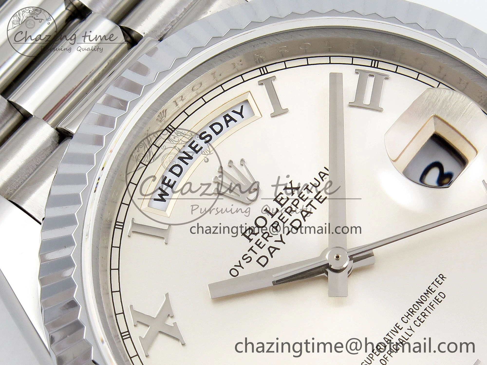 DayDate 40 SS JDF 904L Steel Silver Roman Dial on President Bracelet VR3255 V3 (Gain Weight) Affordable 1439