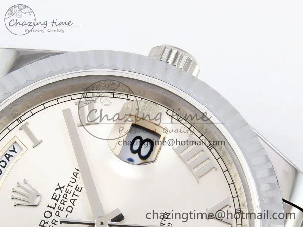 DayDate 40 SS JDF 904L Steel Silver Roman Dial on President Bracelet VR3255 V3 (Gain Weight) Affordable 1439
