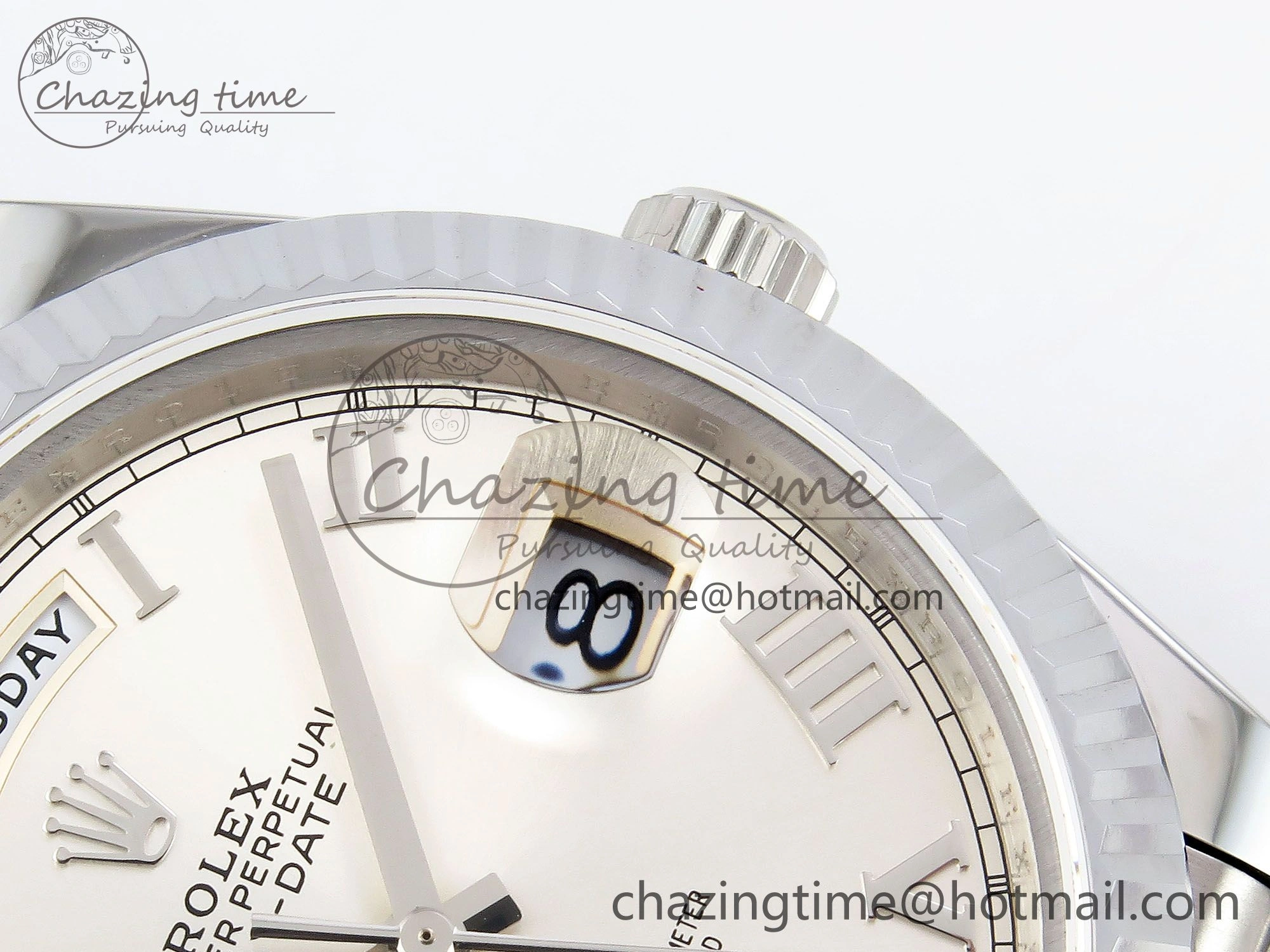 DayDate 40 SS JDF 904L Steel Silver Roman Dial on President Bracelet VR3255 V3 (Gain Weight) Affordable 1439
