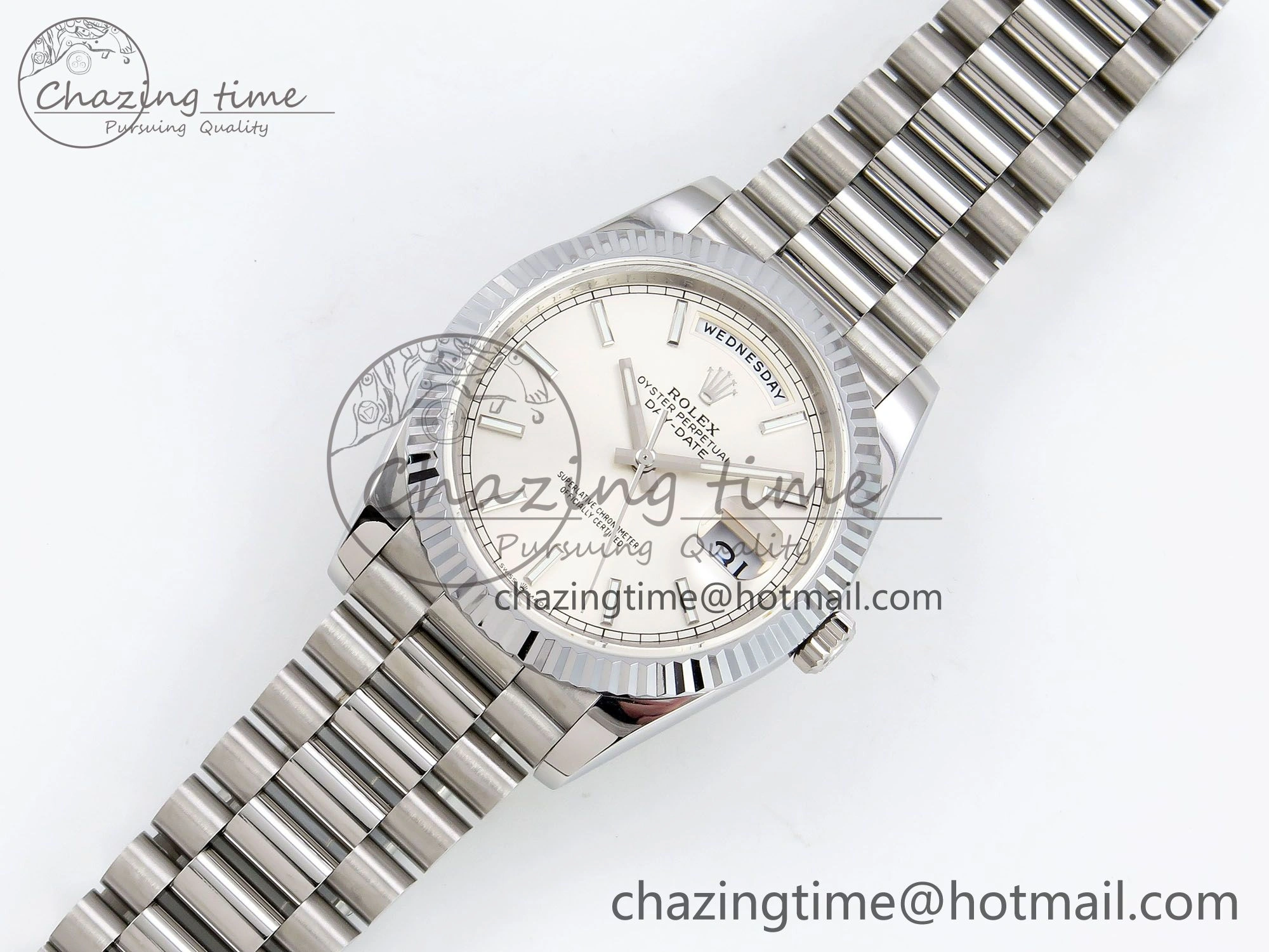 DayDate 40 SS JDF 904L Steel Silver Stick Dial on President Bracelet VR3255 V3 (Gain Weight) Functional 1432