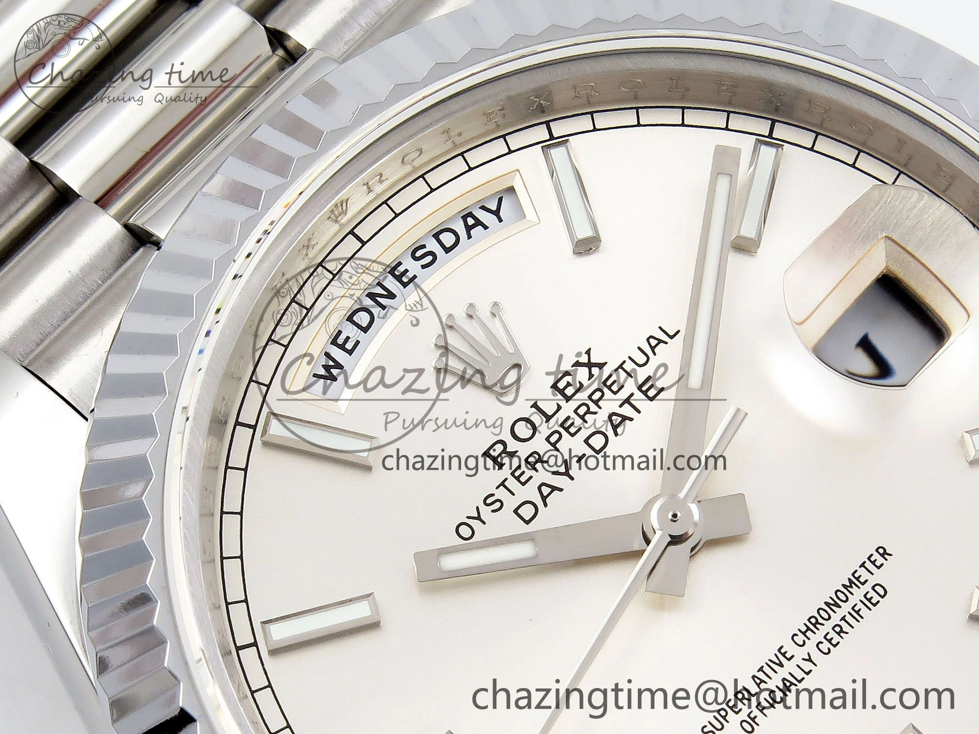 DayDate 40 SS JDF 904L Steel Silver Stick Dial on President Bracelet VR3255 V3 (Gain Weight) Functional 1432