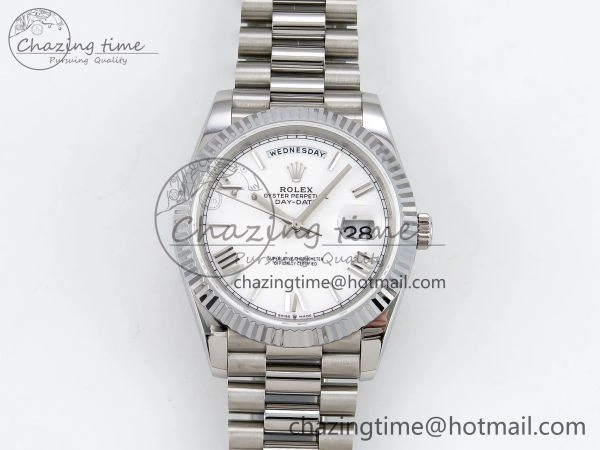 DayDate 40 SS JDF 904L Steel White Big Roman Dial on President Bracelet VR3255 V3 (Gain Weight) Effortless 1436