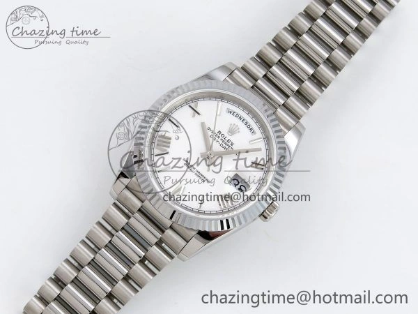 DayDate 40 SS JDF 904L Steel White Big Roman Dial on President Bracelet VR3255 V3 (Gain Weight) Effortless 1436