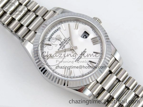 DayDate 40 SS JDF 904L Steel White Big Roman Dial on President Bracelet VR3255 V3 (Gain Weight) Effortless 1436