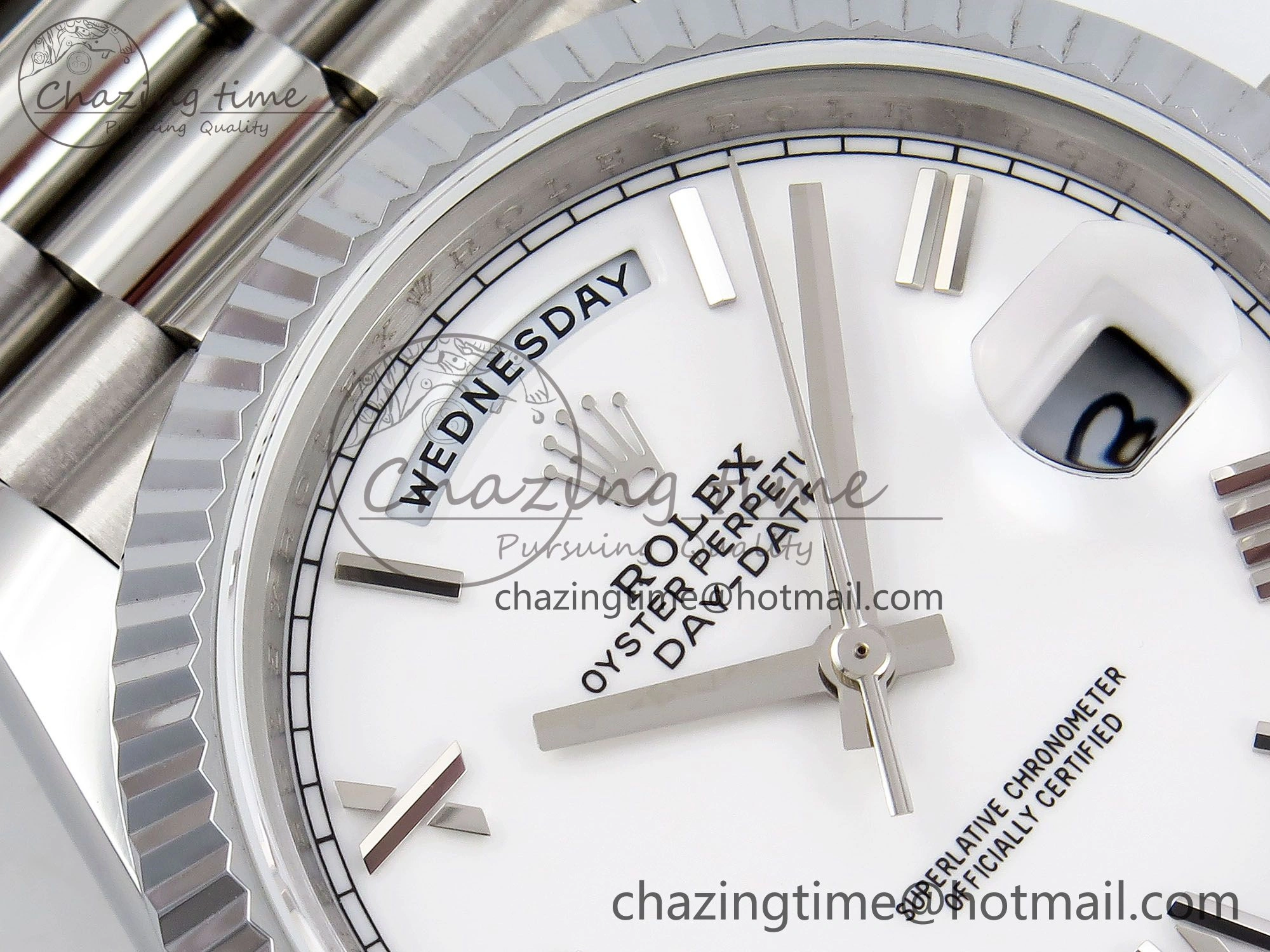 DayDate 40 SS JDF 904L Steel White Big Roman Dial on President Bracelet VR3255 V3 (Gain Weight) Effortless 1436