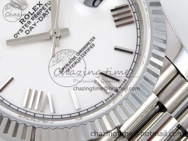 DayDate 40 SS JDF 904L Steel White Big Roman Dial on President Bracelet VR3255 V3 (Gain Weight) Effortless 1436