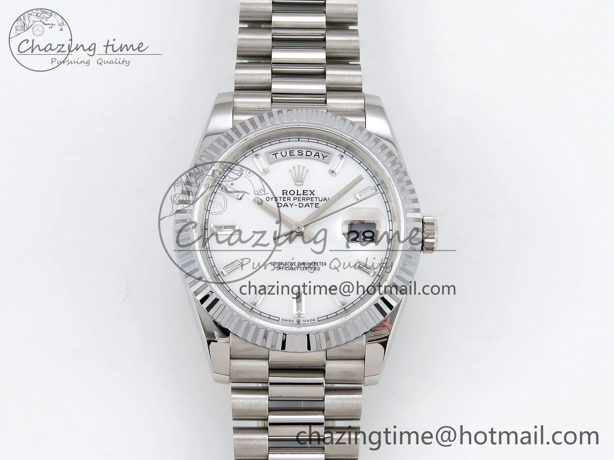 Lightweight DayDate 40 SS JDF 904L Steel White MOP Crystal Dial on President Bracelet VR3255 V3 (Gain Weight) 1426