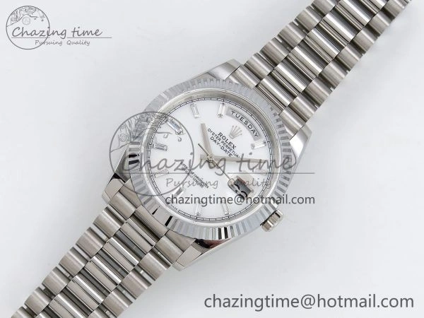 Lightweight DayDate 40 SS JDF 904L Steel White MOP Crystal Dial on President Bracelet VR3255 V3 (Gain Weight) 1426