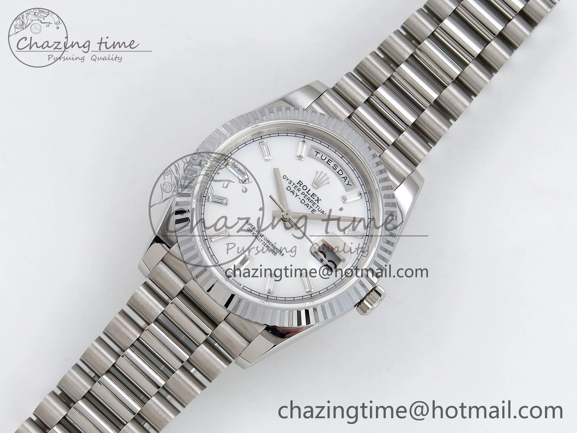 Lightweight DayDate 40 SS JDF 904L Steel White MOP Crystal Dial on President Bracelet VR3255 V3 (Gain Weight) 1426