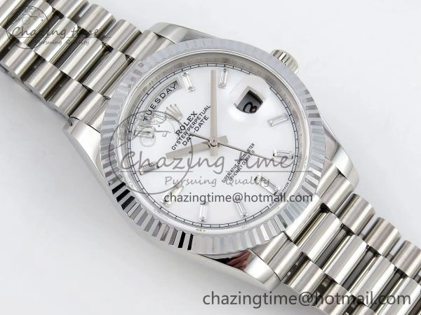 Lightweight DayDate 40 SS JDF 904L Steel White MOP Crystal Dial on President Bracelet VR3255 V3 (Gain Weight) 1426