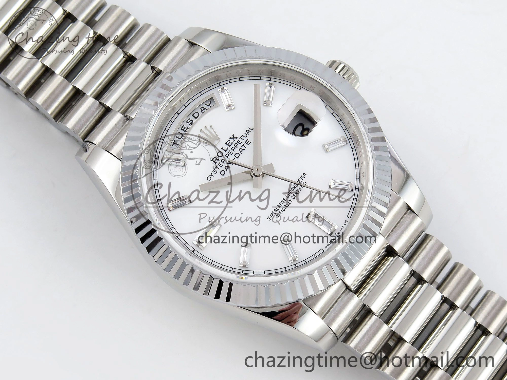 Lightweight DayDate 40 SS JDF 904L Steel White MOP Crystal Dial on President Bracelet VR3255 V3 (Gain Weight) 1426