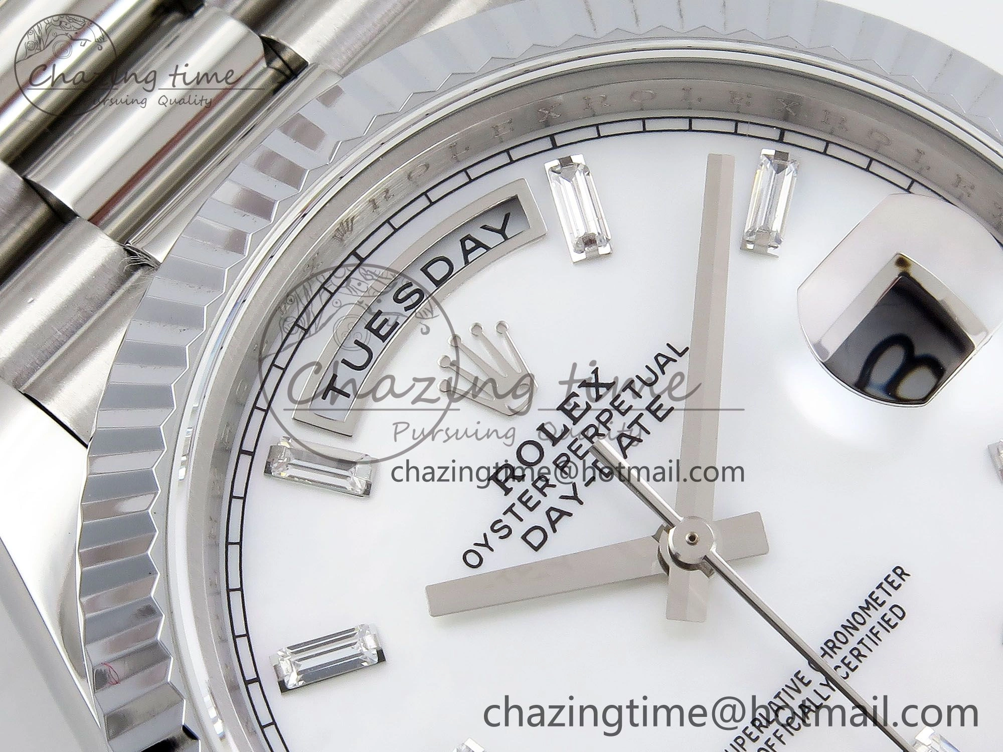 Lightweight DayDate 40 SS JDF 904L Steel White MOP Crystal Dial on President Bracelet VR3255 V3 (Gain Weight) 1426