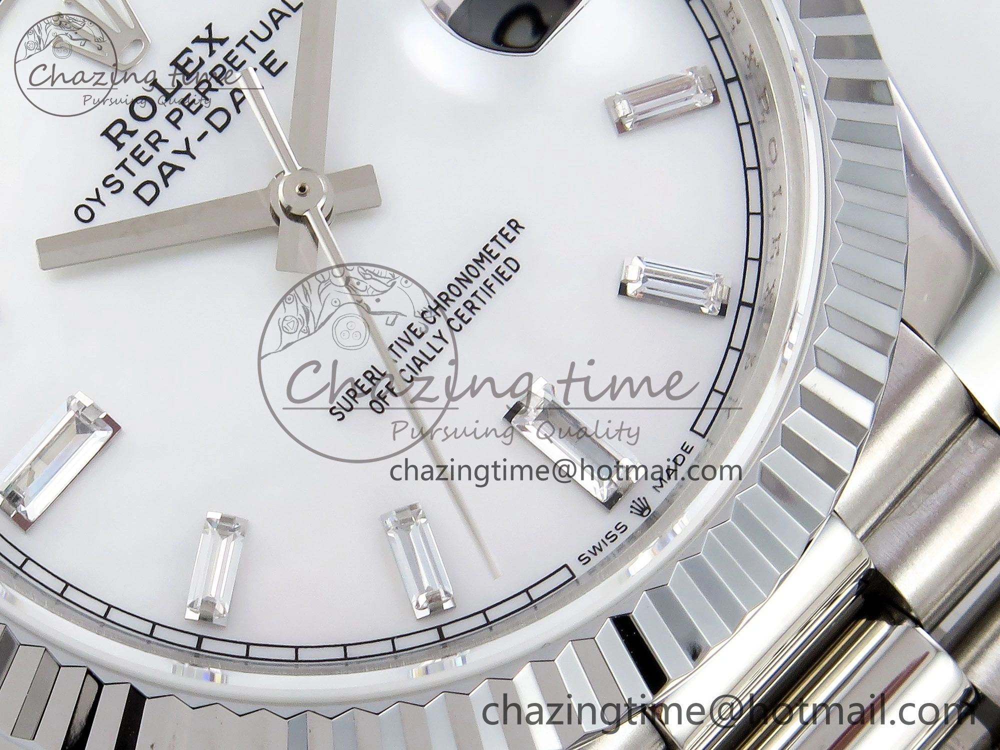 Lightweight DayDate 40 SS JDF 904L Steel White MOP Crystal Dial on President Bracelet VR3255 V3 (Gain Weight) 1426