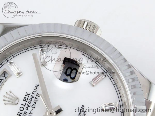 Lightweight DayDate 40 SS JDF 904L Steel White MOP Crystal Dial on President Bracelet VR3255 V3 (Gain Weight) 1426