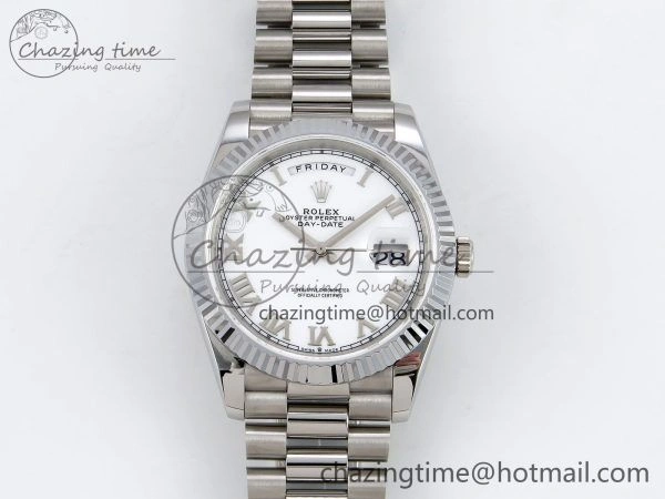Comfortable DayDate 40 SS JDF 904L Steel White Roman Dial on President Bracelet VR3255 V3 (Gain Weight) 1424