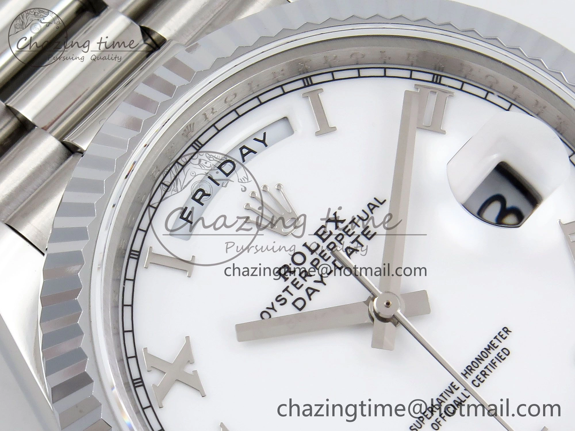 Comfortable DayDate 40 SS JDF 904L Steel White Roman Dial on President Bracelet VR3255 V3 (Gain Weight) 1424