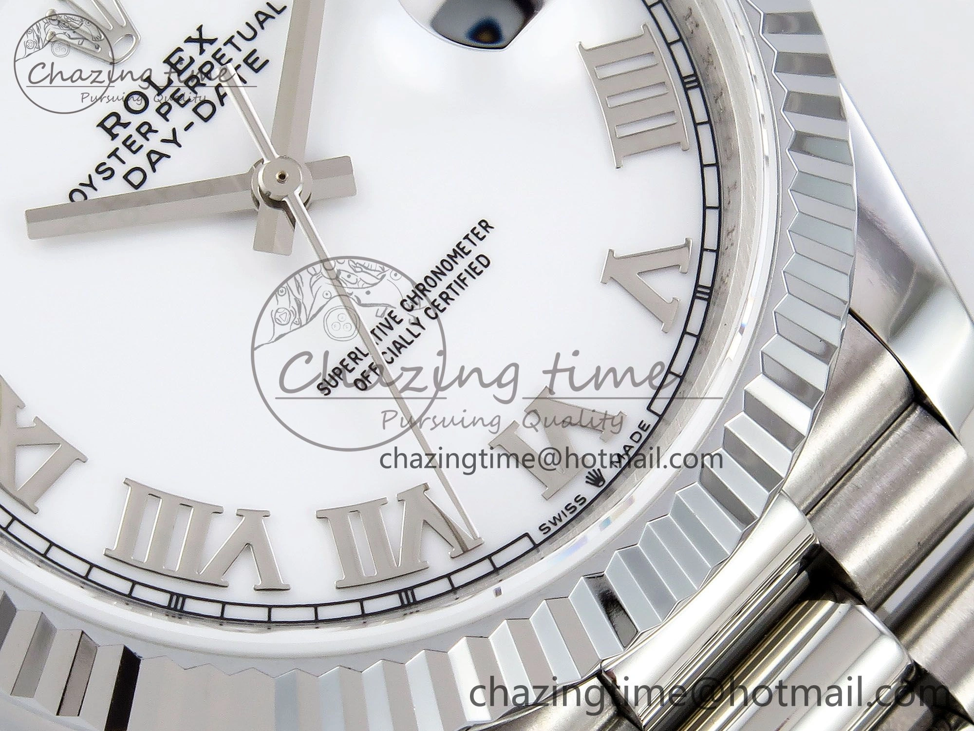Comfortable DayDate 40 SS JDF 904L Steel White Roman Dial on President Bracelet VR3255 V3 (Gain Weight) 1424