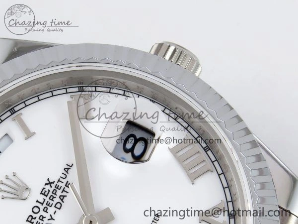 Comfortable DayDate 40 SS JDF 904L Steel White Roman Dial on President Bracelet VR3255 V3 (Gain Weight) 1424