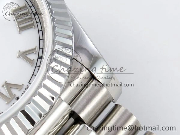 Comfortable DayDate 40 SS JDF 904L Steel White Roman Dial on President Bracelet VR3255 V3 (Gain Weight) 1424