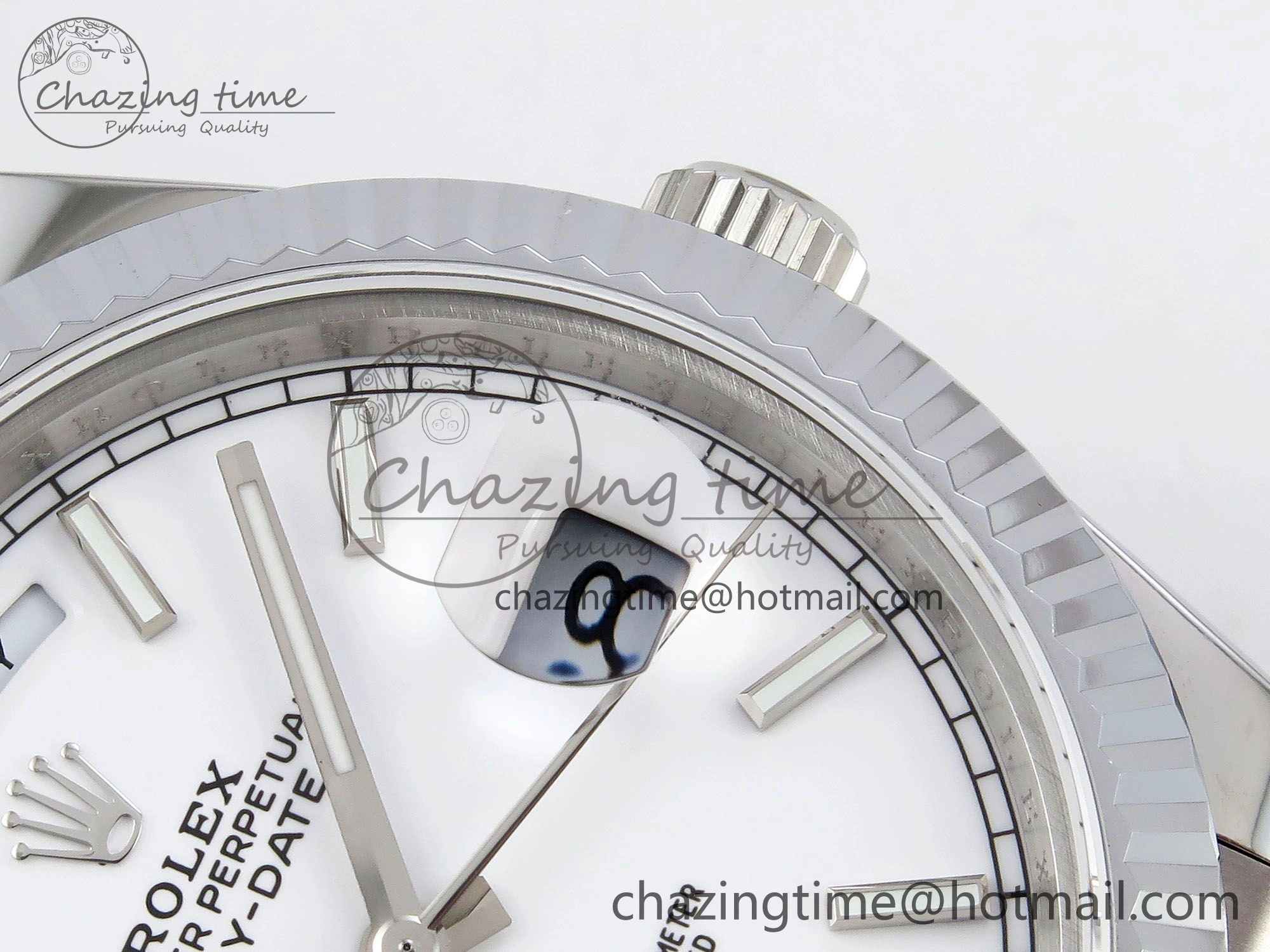 EasyCare DayDate 40 SS JDF 904L Steel White Stick Dial on President Bracelet VR3255 V3 (Gain Weight) 1429