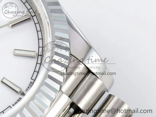 EasyCare DayDate 40 SS JDF 904L Steel White Stick Dial on President Bracelet VR3255 V3 (Gain Weight) 1429