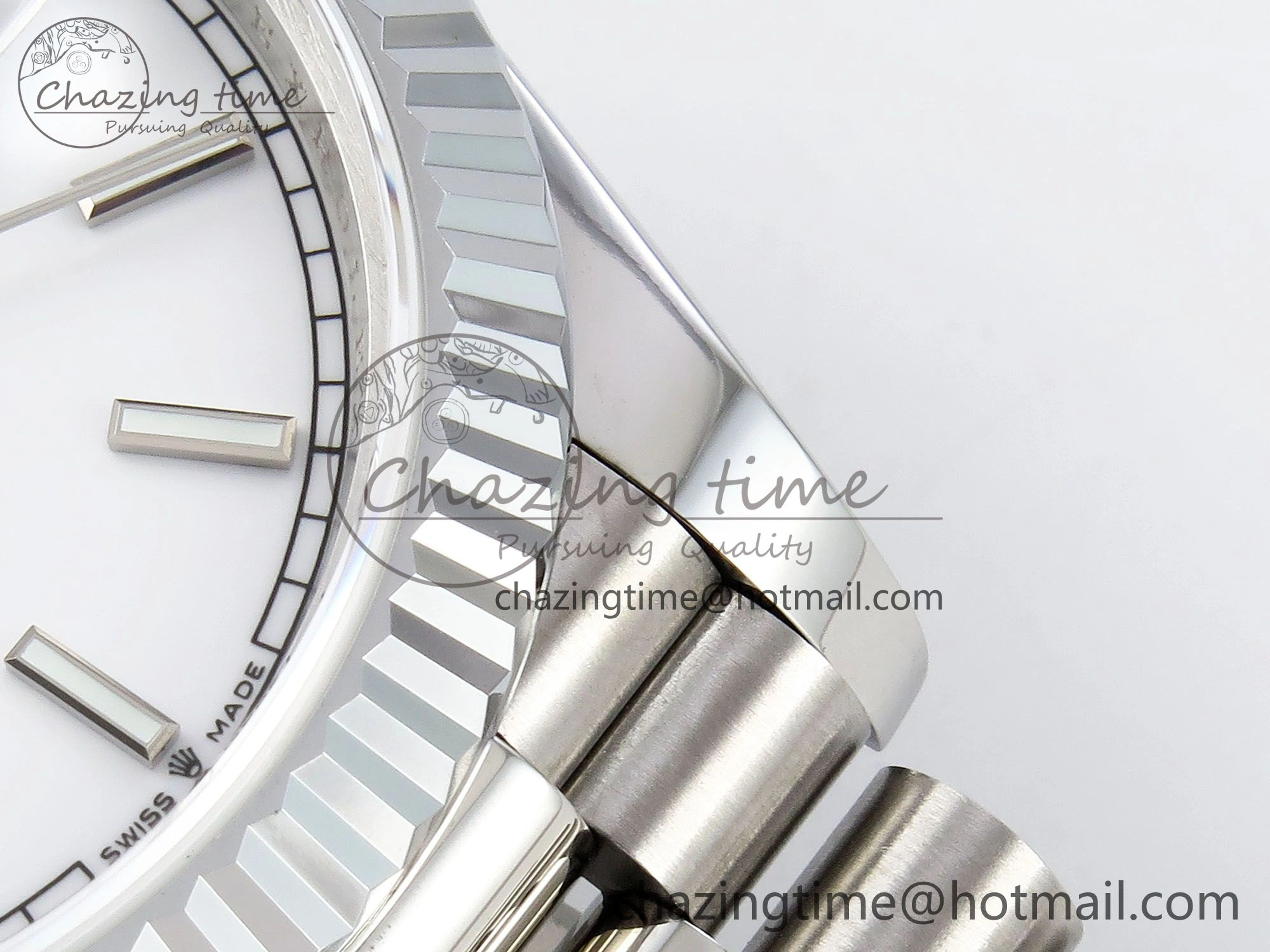 EasyCare DayDate 40 SS JDF 904L Steel White Stick Dial on President Bracelet VR3255 V3 (Gain Weight) 1429