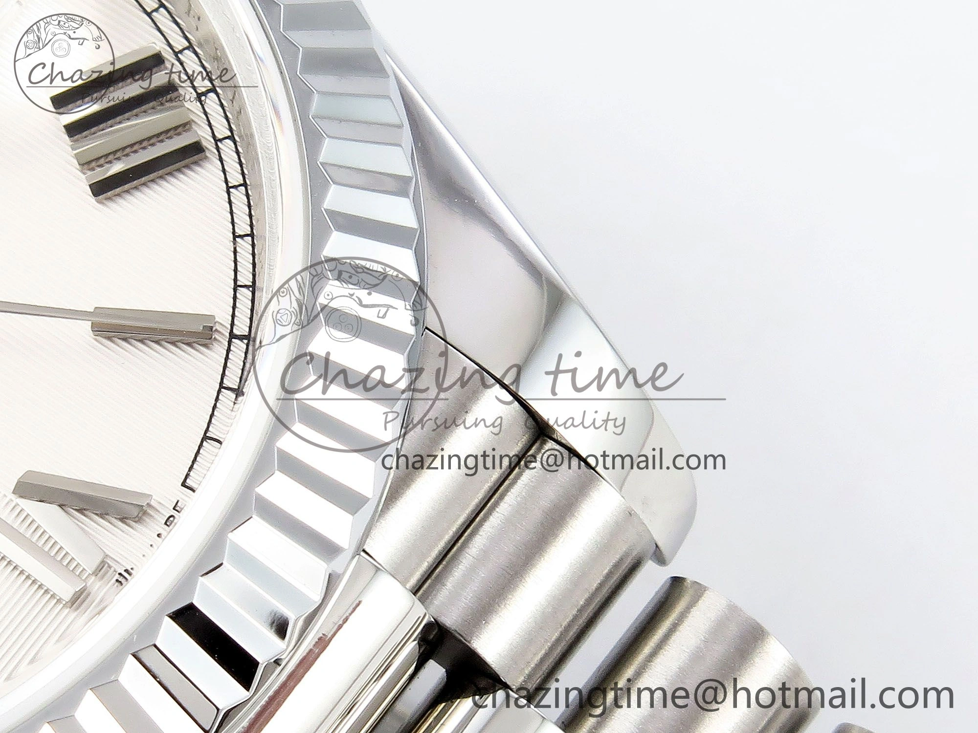 DayDate 40 SS JDF 904L Steel White Textured Roman Dial on President Bracelet VR3255 V3 (Gain Weight) MoistureWicking 1438