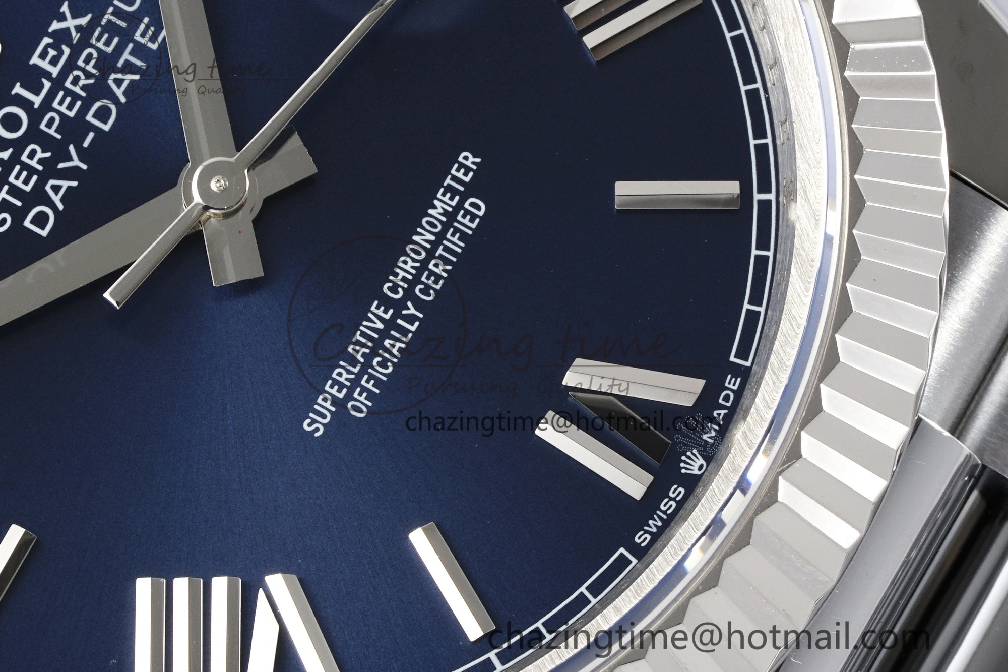 DayDate 40 SS JDF Gain Weight 904L Steel Blue Dial Roman Markers on President Bracelet A2836 V TopPick 1815