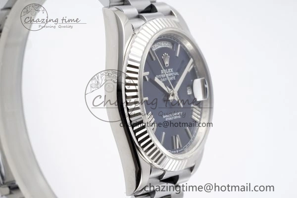 DayDate 40 SS JDF Gain Weight 904L Steel Blue Dial Roman Markers on President Bracelet A2836 V TopPick 1815