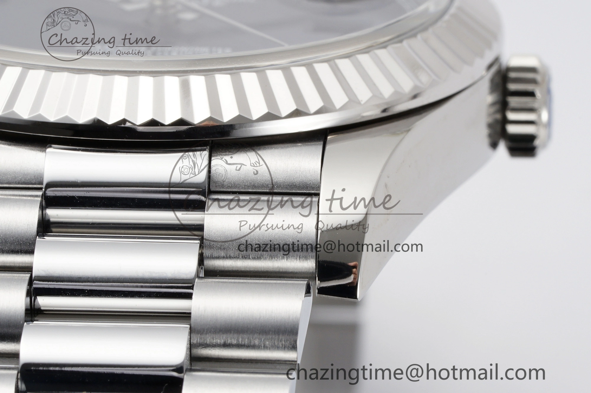 DayDate 40 SS JDF Gain Weight 904L Steel Blue Dial Roman Markers on President Bracelet A2836 V TopPick 1815