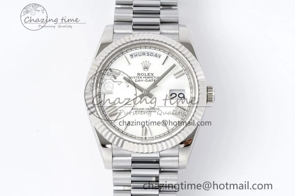 Comfortable DayDate 40 SS JDF Gain Weight 904L Steel White Dial Roman Markers on President Bracelet A2836 V 1818