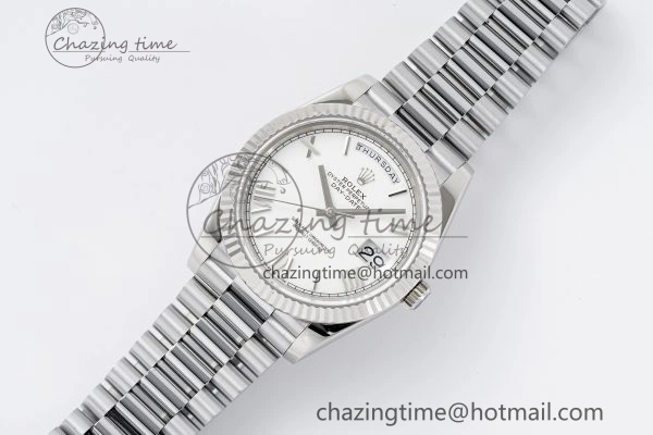 Comfortable DayDate 40 SS JDF Gain Weight 904L Steel White Dial Roman Markers on President Bracelet A2836 V 1818