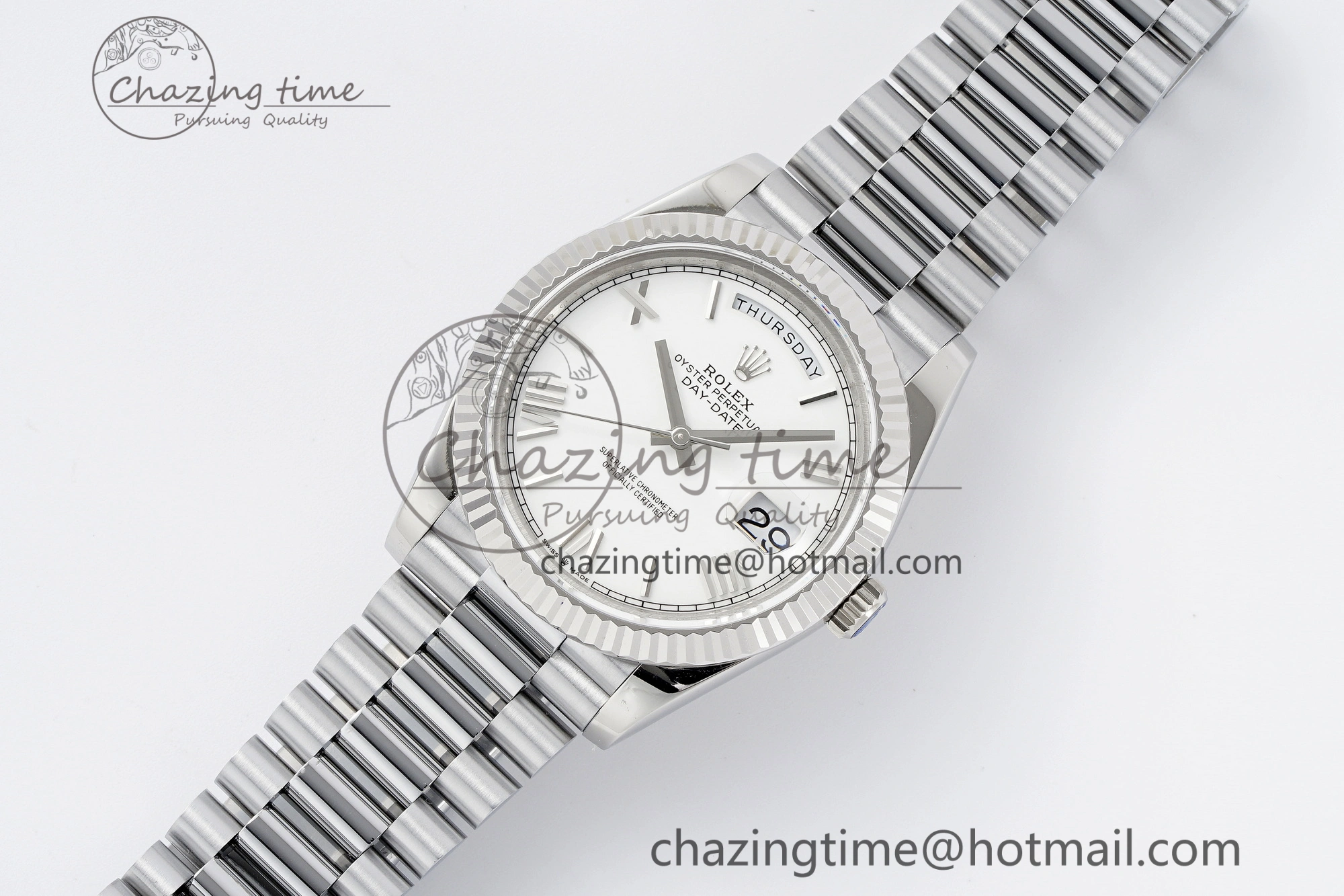 Comfortable DayDate 40 SS JDF Gain Weight 904L Steel White Dial Roman Markers on President Bracelet A2836 V 1818
