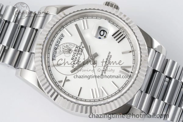 Comfortable DayDate 40 SS JDF Gain Weight 904L Steel White Dial Roman Markers on President Bracelet A2836 V 1818