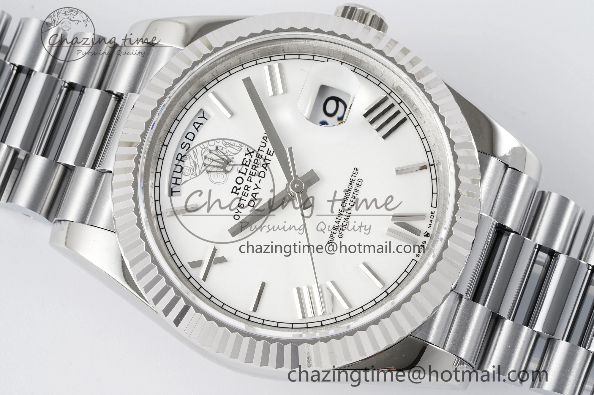 Comfortable DayDate 40 SS JDF Gain Weight 904L Steel White Dial Roman Markers on President Bracelet A2836 V 1818