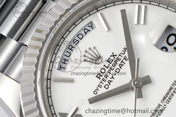 Comfortable DayDate 40 SS JDF Gain Weight 904L Steel White Dial Roman Markers on President Bracelet A2836 V 1818