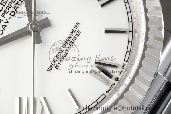 Comfortable DayDate 40 SS JDF Gain Weight 904L Steel White Dial Roman Markers on President Bracelet A2836 V 1818