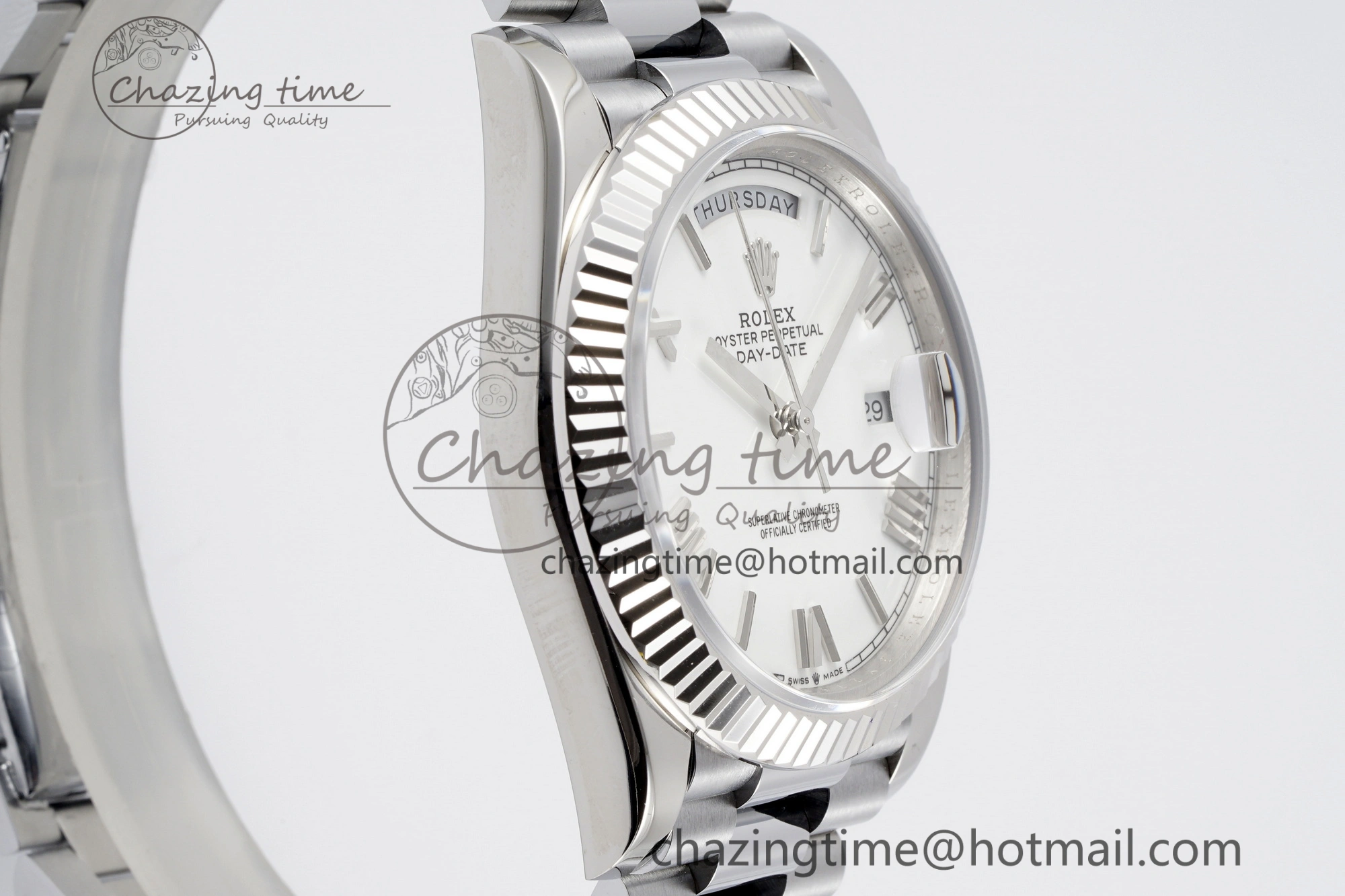 Comfortable DayDate 40 SS JDF Gain Weight 904L Steel White Dial Roman Markers on President Bracelet A2836 V 1818