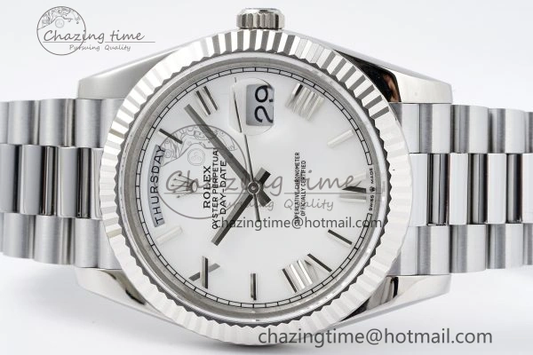 Comfortable DayDate 40 SS JDF Gain Weight 904L Steel White Dial Roman Markers on President Bracelet A2836 V 1818