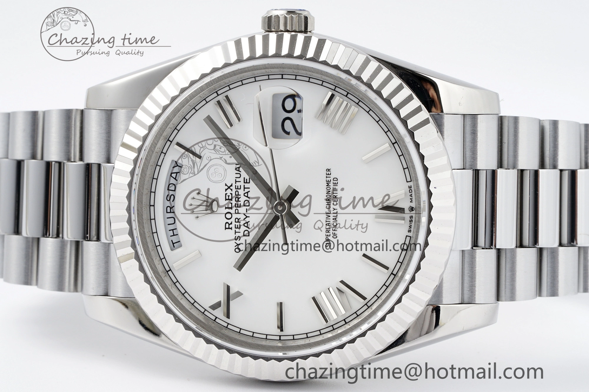 Comfortable DayDate 40 SS JDF Gain Weight 904L Steel White Dial Roman Markers on President Bracelet A2836 V 1818