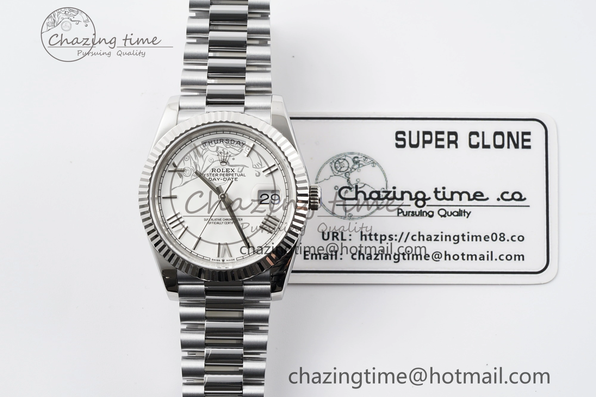 Comfortable DayDate 40 SS JDF Gain Weight 904L Steel White Dial Roman Markers on President Bracelet A2836 V 1818