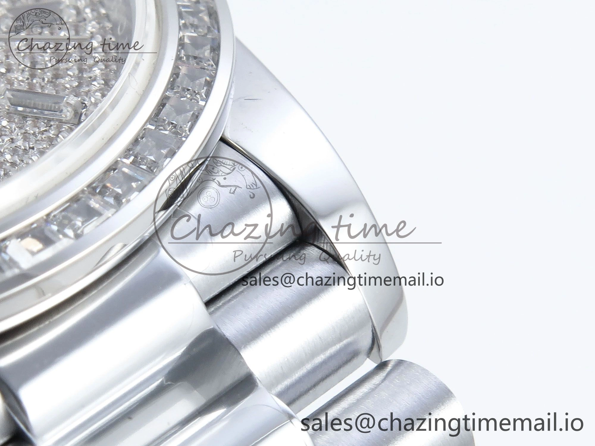 Neat DayDate 40 SS QF 1:1 Best Edition Blue Diamonds Dial Diamonds Bezel on President Bracelet A2836 V5 (Gain Weight) 485
