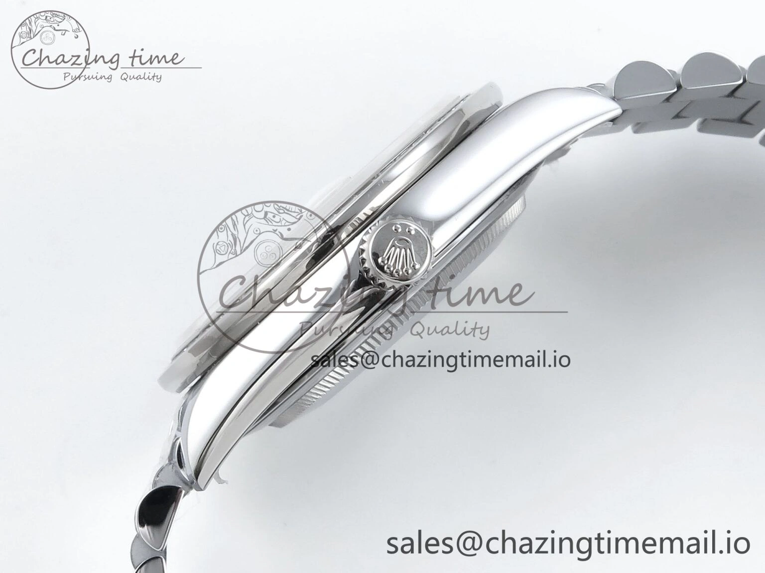 DayDate 40 SS QF 1:1 Best Edition White MOP Dial Diamonds Bezel on President Bracelet A2836 V5 (Gain Weight) SoftTouch 480