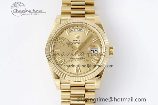 Youthful DayDate 40 YG JDF Gain Weight 904L Steel YG Dial Roman Markers on President Bracelet A2836 V 1821