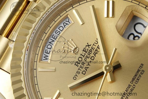 Youthful DayDate 40 YG JDF Gain Weight 904L Steel YG Dial Roman Markers on President Bracelet A2836 V 1821
